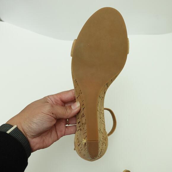 Tory Burch Womens Savannah Wedge Sandal Suede Ankle Strap Buckle Tan Size 10.5 - Picture 9 of 9